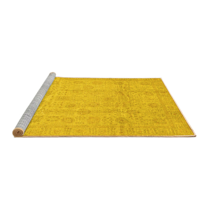 Sideview of Machine Washable Oriental Yellow Traditional Rug, wshabs3682yw