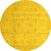 Round Oriental Yellow Traditional Rug, abs3682yw