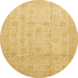 Round Machine Washable Abstract Chrome Gold Yellow Rug, wshabs3682