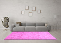Machine Washable Oriental Purple Traditional Area Rugs in a Living Room, wshabs3682pur
