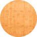 Round Machine Washable Oriental Orange Traditional Area Rugs, wshabs3682org