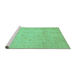 Sideview of Machine Washable Oriental Turquoise Traditional Area Rugs, wshabs3682turq