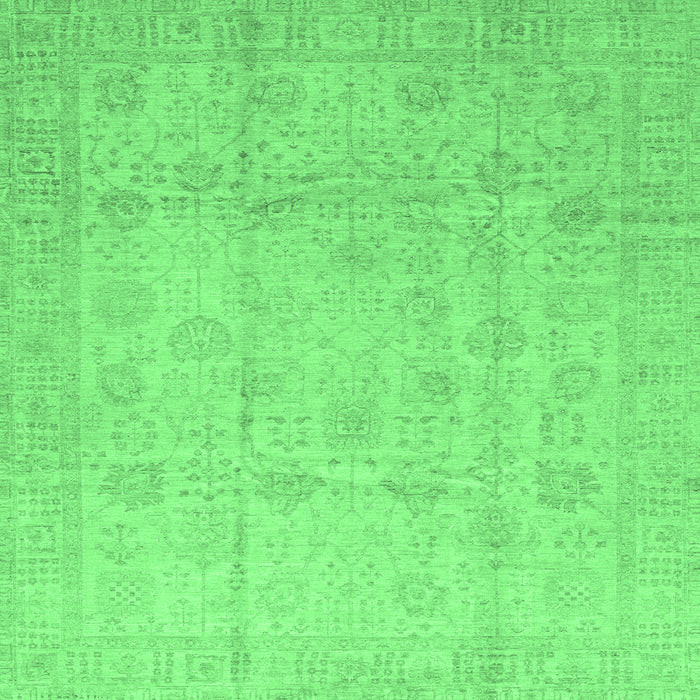Square Machine Washable Oriental Emerald Green Traditional Area Rugs, wshabs3682emgrn