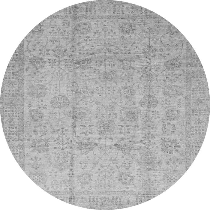Round Machine Washable Oriental Gray Traditional Rug, wshabs3682gry