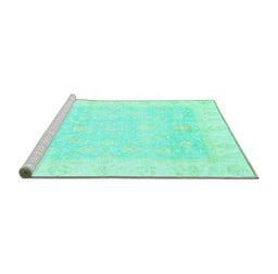 Sideview of Machine Washable Oriental Turquoise Traditional Area Rugs, wshabs3683turq