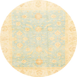 Round Machine Washable Abstract Brown Gold Rug, wshabs3683