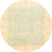 Round Machine Washable Abstract Brown Gold Rug, wshabs3683