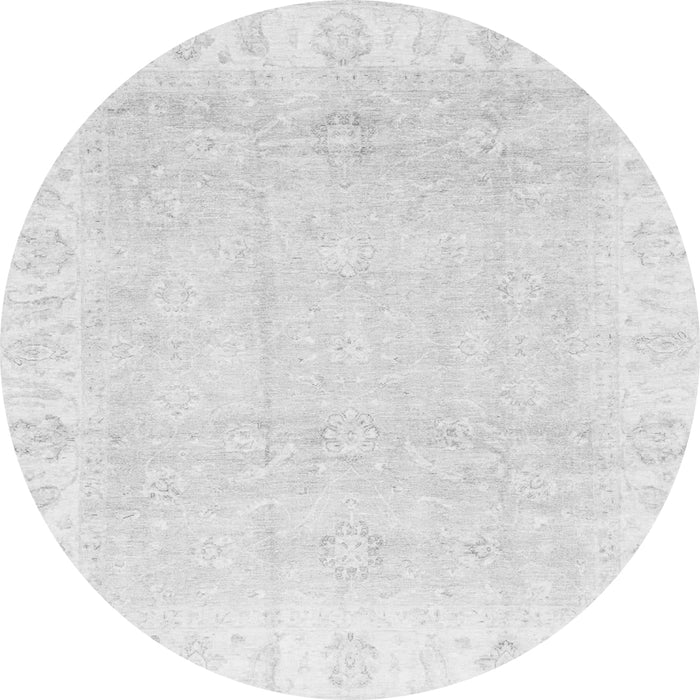 Round Machine Washable Oriental Gray Traditional Rug, wshabs3683gry
