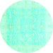 Round Oriental Turquoise Traditional Rug, abs3683turq