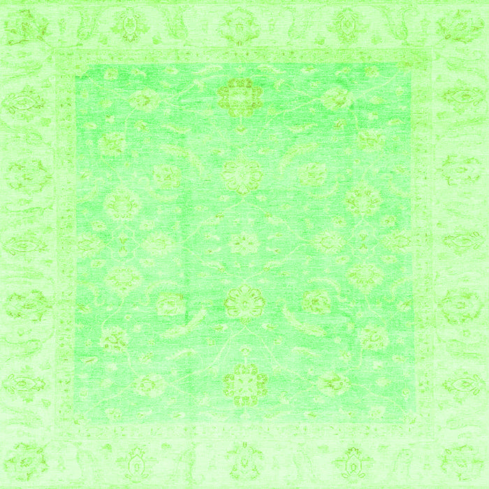 Square Machine Washable Oriental Green Traditional Area Rugs, wshabs3683grn