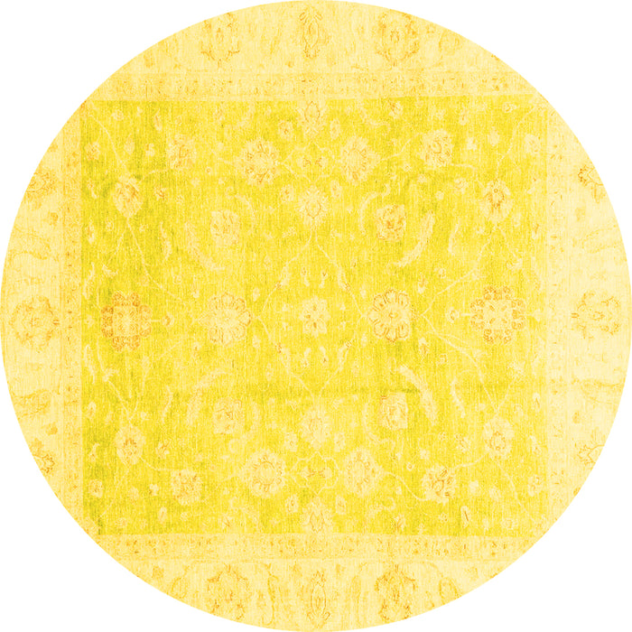Round Oriental Yellow Traditional Rug, abs3683yw