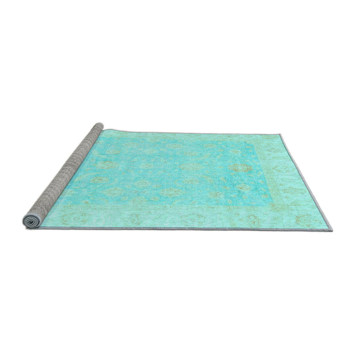 Sideview of Machine Washable Oriental Light Blue Traditional Rug, wshabs3683lblu