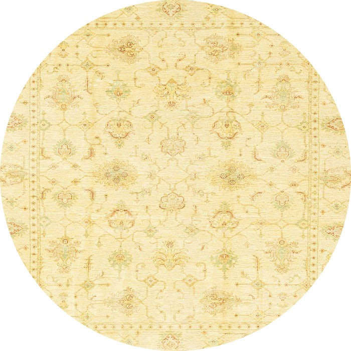 Round Abstract Sun Yellow Oriental Rug, abs3684