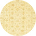 Round Abstract Sun Yellow Oriental Rug, abs3684