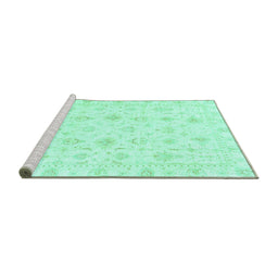 Sideview of Machine Washable Oriental Turquoise Traditional Area Rugs, wshabs3684turq