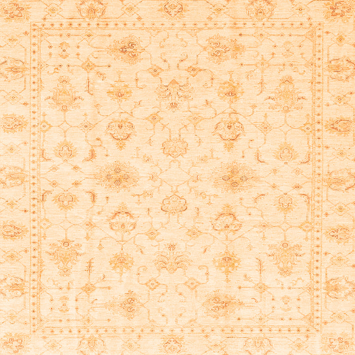 Square Machine Washable Oriental Orange Traditional Area Rugs, wshabs3684org