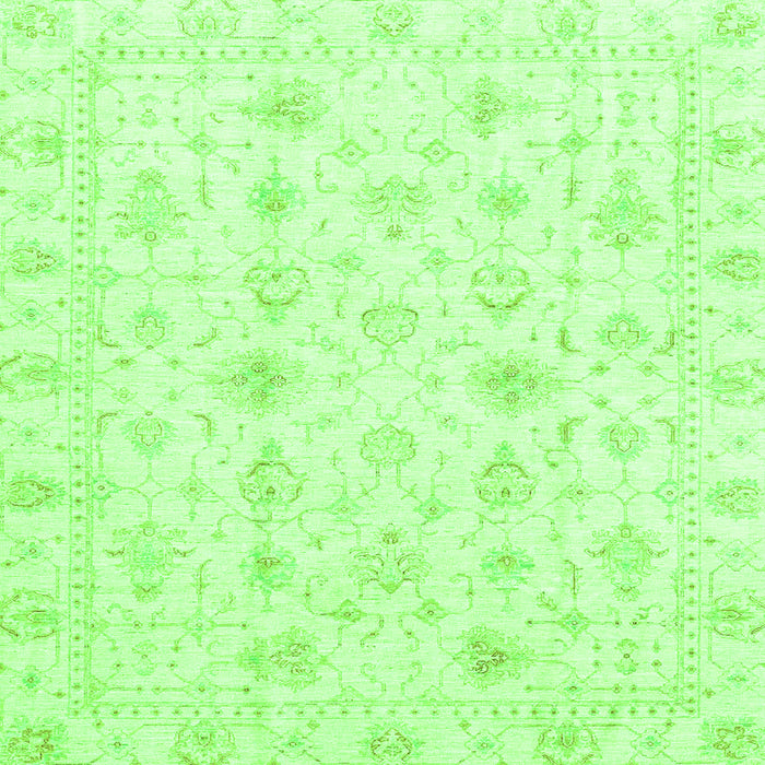 Square Machine Washable Oriental Green Traditional Area Rugs, wshabs3684grn