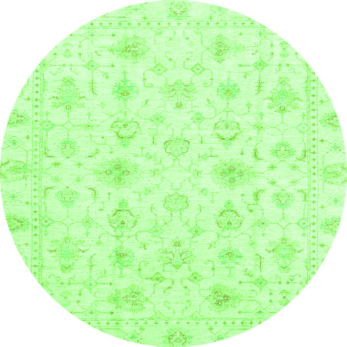 Round Oriental Green Traditional Rug, abs3684grn