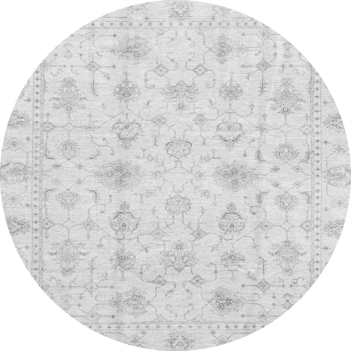 Round Machine Washable Oriental Gray Traditional Rug, wshabs3684gry