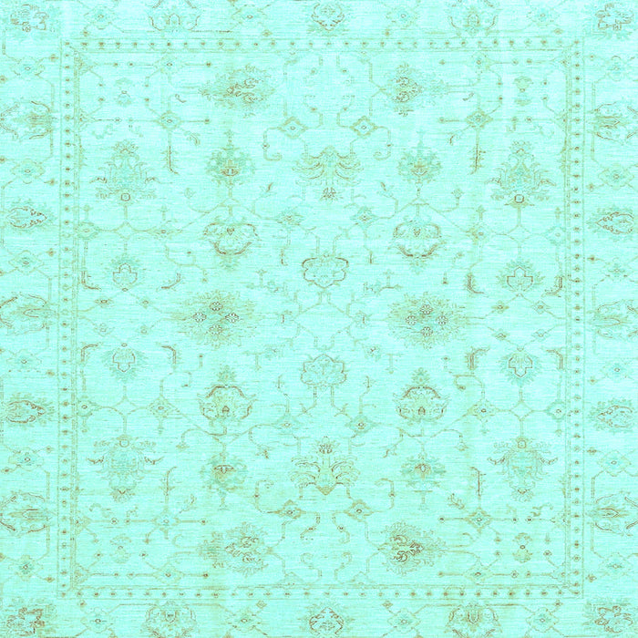 Square Machine Washable Oriental Light Blue Traditional Rug, wshabs3684lblu