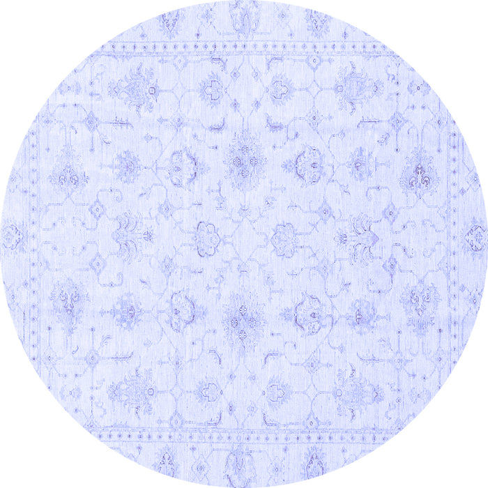 Round Machine Washable Oriental Blue Traditional Rug, wshabs3684blu