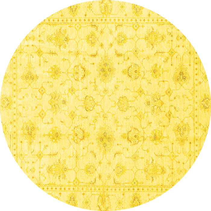 Round Oriental Yellow Traditional Rug, abs3684yw