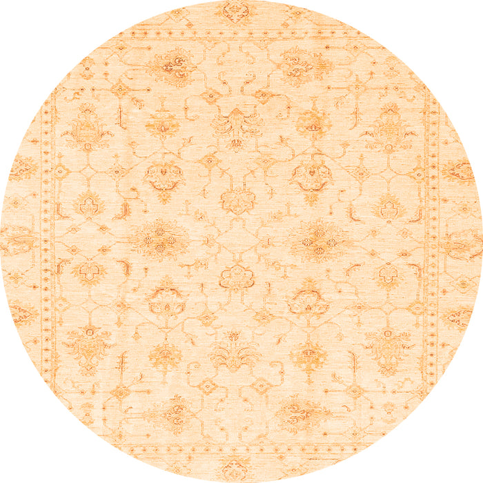Round Oriental Orange Traditional Rug, abs3684org