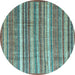 Round Abstract Light Blue Modern Rug, abs3685lblu