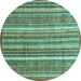 Round Abstract Turquoise Modern Rug, abs3685turq