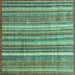 Square Machine Washable Abstract Turquoise Modern Area Rugs, wshabs3685turq