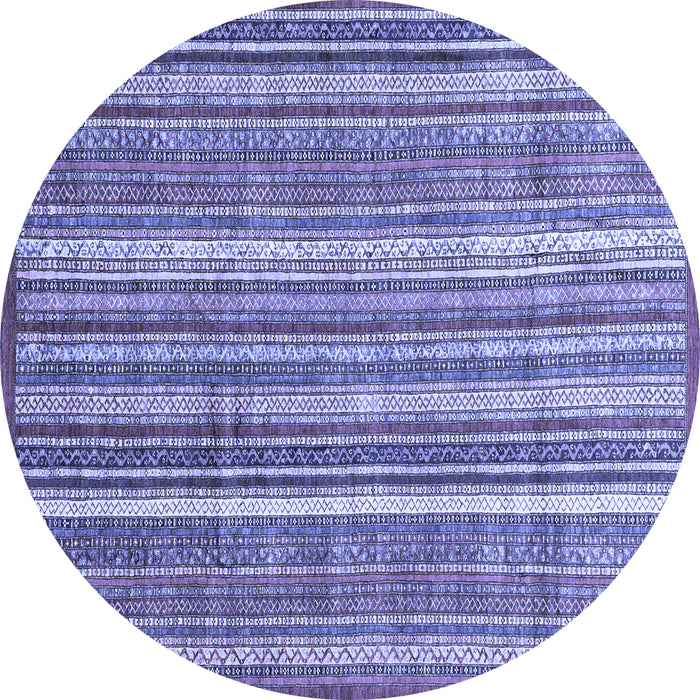 Round Abstract Blue Modern Rug, abs3685blu
