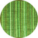 Round Abstract Green Modern Rug, abs3685grn