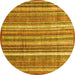 Round Machine Washable Abstract Yellow Modern Rug, wshabs3685yw