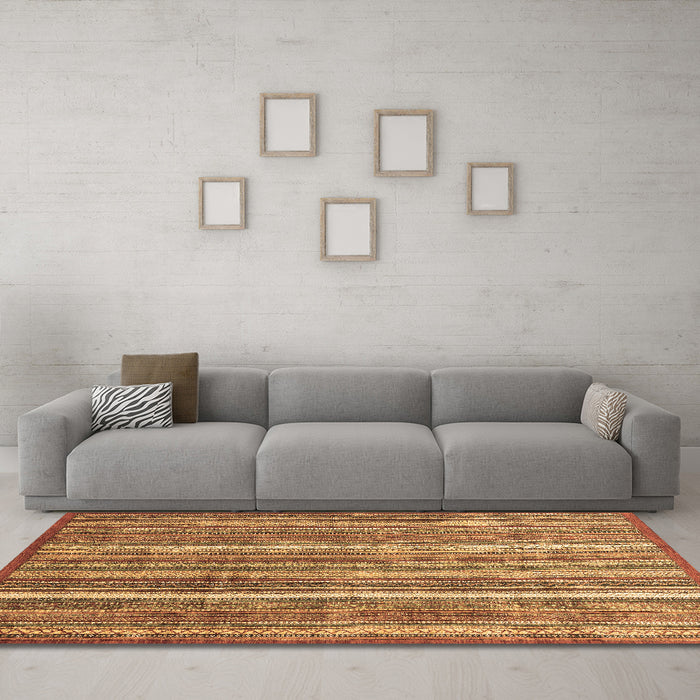 Machine Washable Abstract Brown Modern Rug in a Living Room,, wshabs3685brn