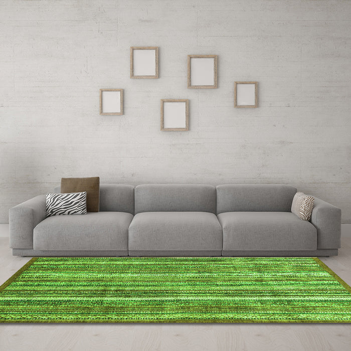 Machine Washable Abstract Green Modern Area Rugs in a Living Room,, wshabs3685grn