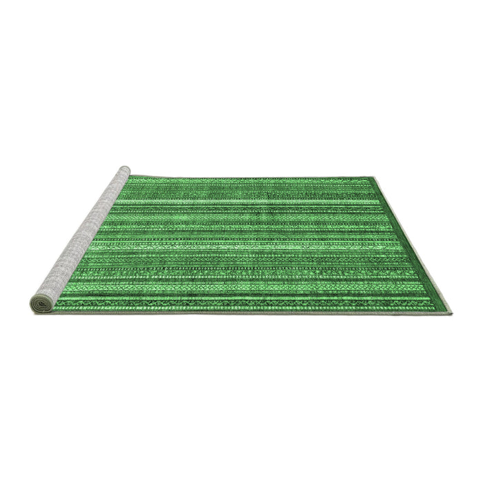 Sideview of Machine Washable Abstract Emerald Green Modern Area Rugs, wshabs3685emgrn