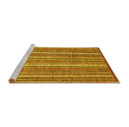 Sideview of Machine Washable Abstract Yellow Modern Rug, wshabs3685yw