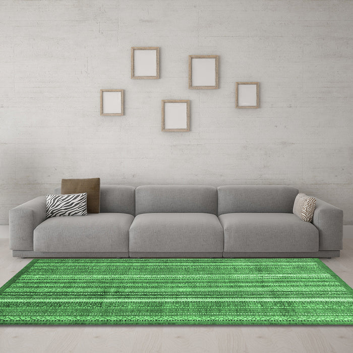Machine Washable Abstract Emerald Green Modern Area Rugs in a Living Room,, wshabs3685emgrn