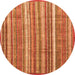 Round Machine Washable Abstract Orange Modern Area Rugs, wshabs3685org