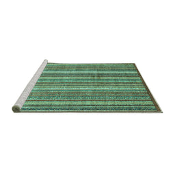 Sideview of Machine Washable Abstract Turquoise Modern Area Rugs, wshabs3685turq