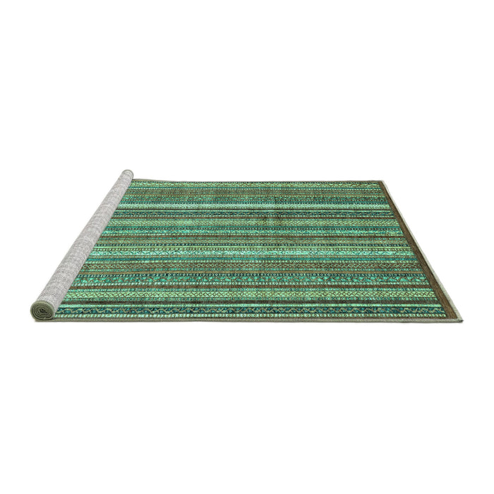 Sideview of Machine Washable Abstract Turquoise Modern Area Rugs, wshabs3685turq