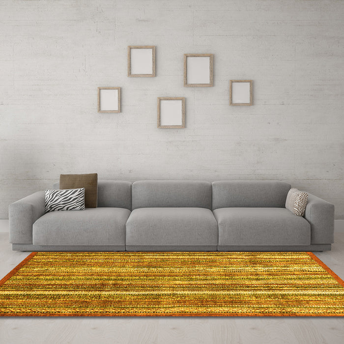Machine Washable Abstract Yellow Modern Rug in a Living Room, wshabs3685yw