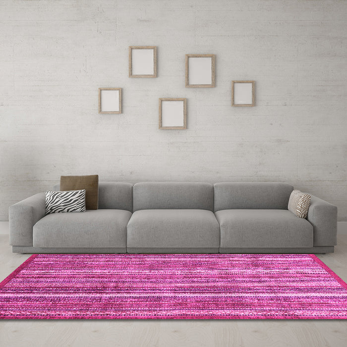 Machine Washable Abstract Pink Modern Rug in a Living Room, wshabs3685pnk