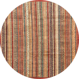Round Machine Washable Abstract Red Rug, wshabs3685