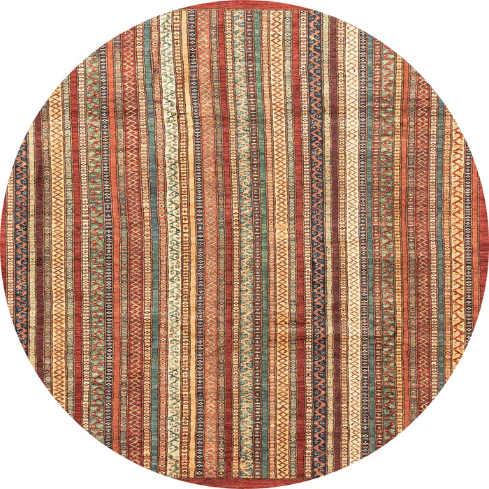 Round Machine Washable Abstract Red Rug, wshabs3685