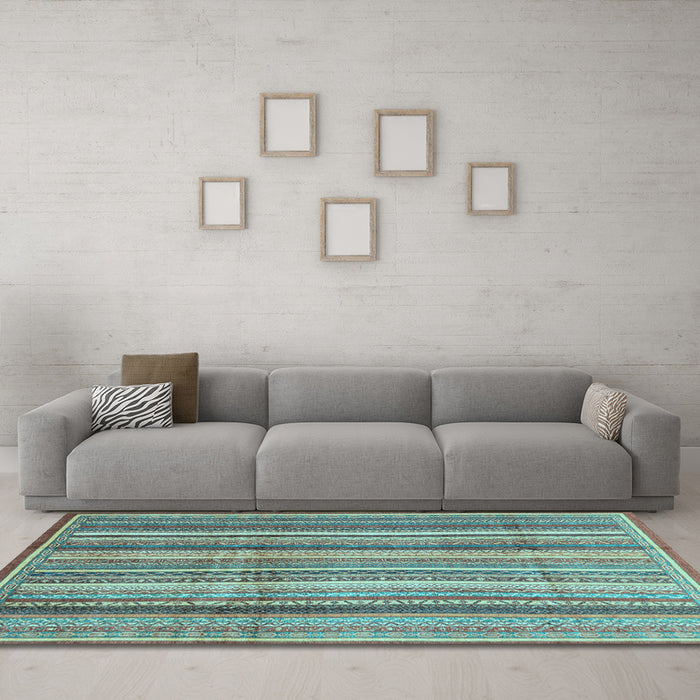 Machine Washable Abstract Light Blue Modern Rug in a Living Room, wshabs3686lblu