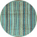 Round Machine Washable Abstract Light Blue Modern Rug, wshabs3686lblu