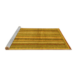Sideview of Machine Washable Abstract Yellow Modern Rug, wshabs3686yw
