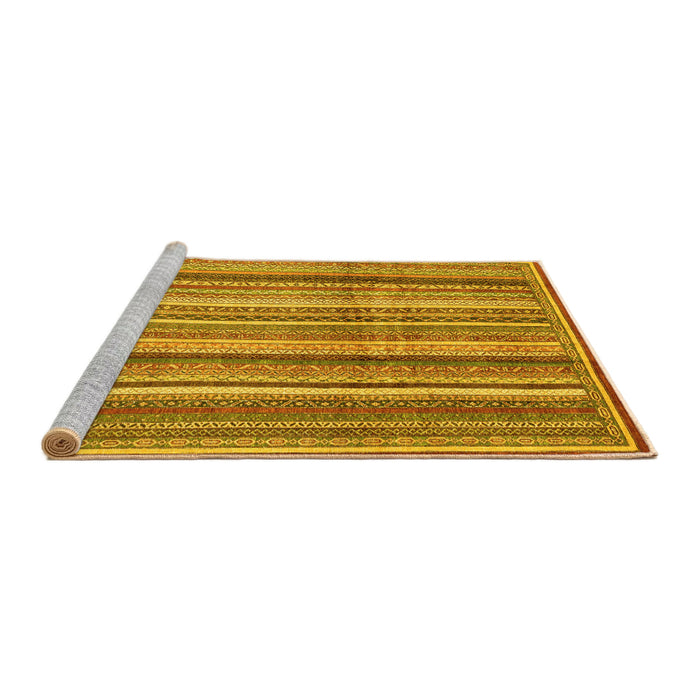 Sideview of Machine Washable Abstract Yellow Modern Rug, wshabs3686yw