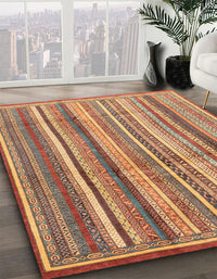 Abstract Brown Sand Brown Modern Rug, abs3686